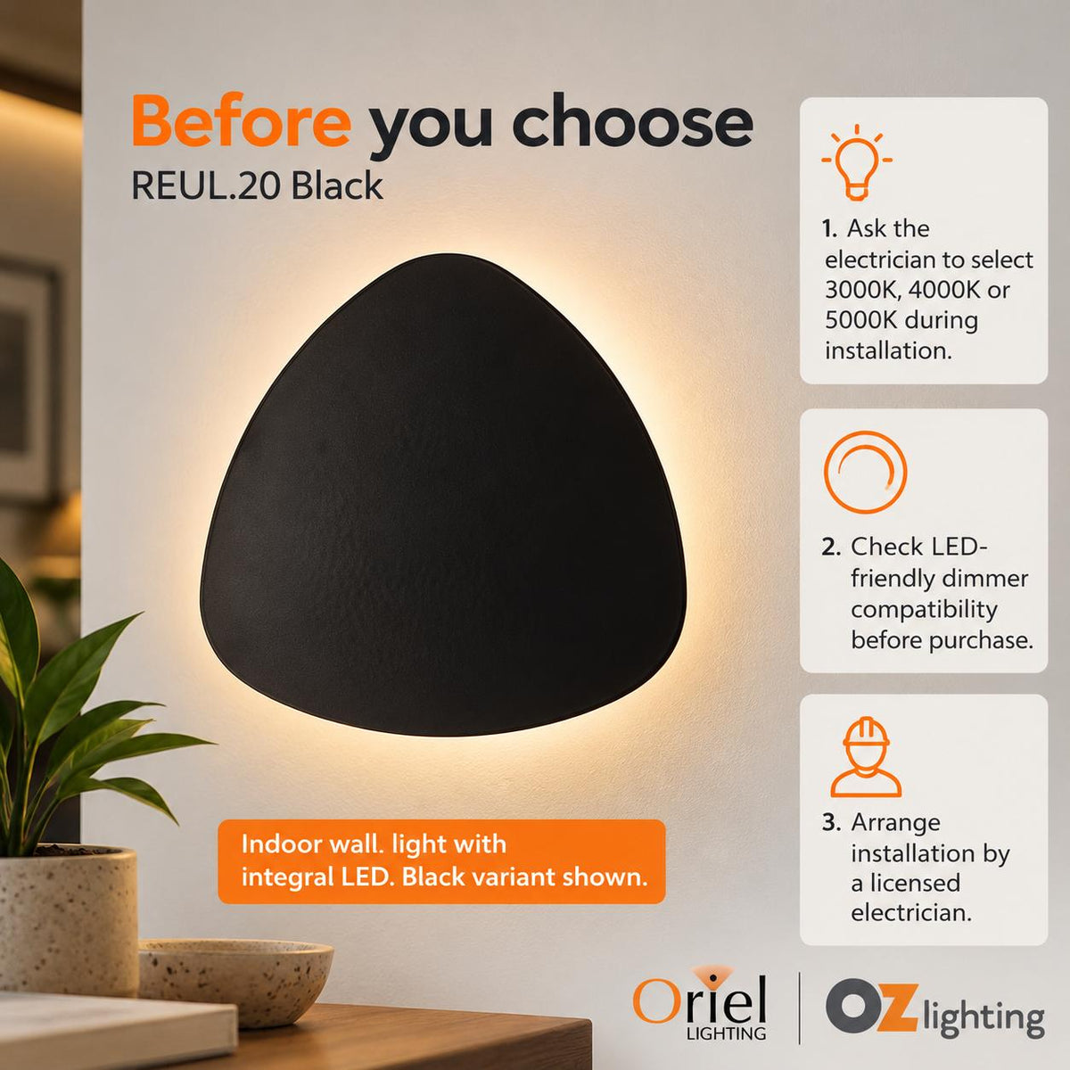 Oriel Lighting REUL.20 LED Wall Light - Tri-Colour-Oriel Lighting-Ozlighting.com.au