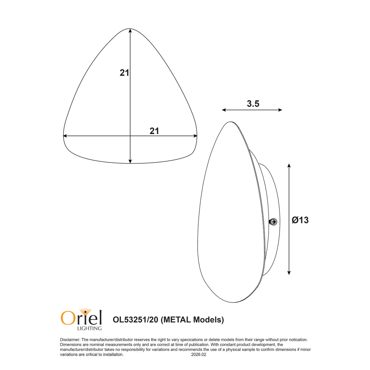 Oriel Lighting REUL.20 LED Wall Light - Tri-Colour-Oriel Lighting-Ozlighting.com.au
