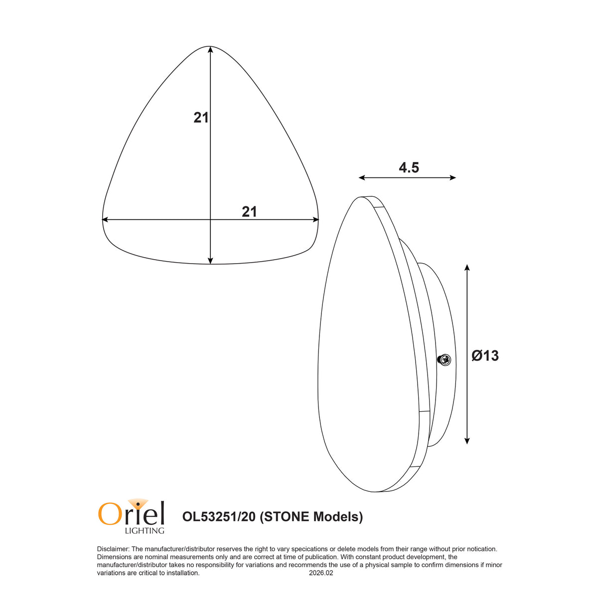 Oriel Lighting REUL.20 LED Wall Light - Tri-Colour-Oriel Lighting-Ozlighting.com.au