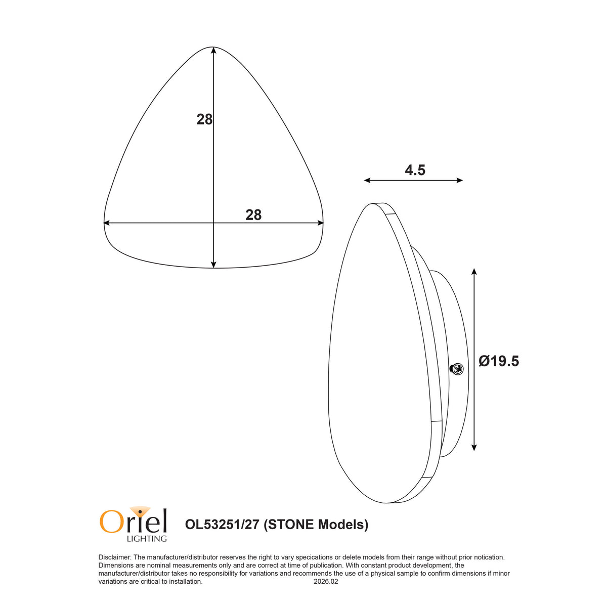 Oriel Lighting REUL.27 LED Wall Light - Tri-Colour-Oriel Lighting-Ozlighting.com.au