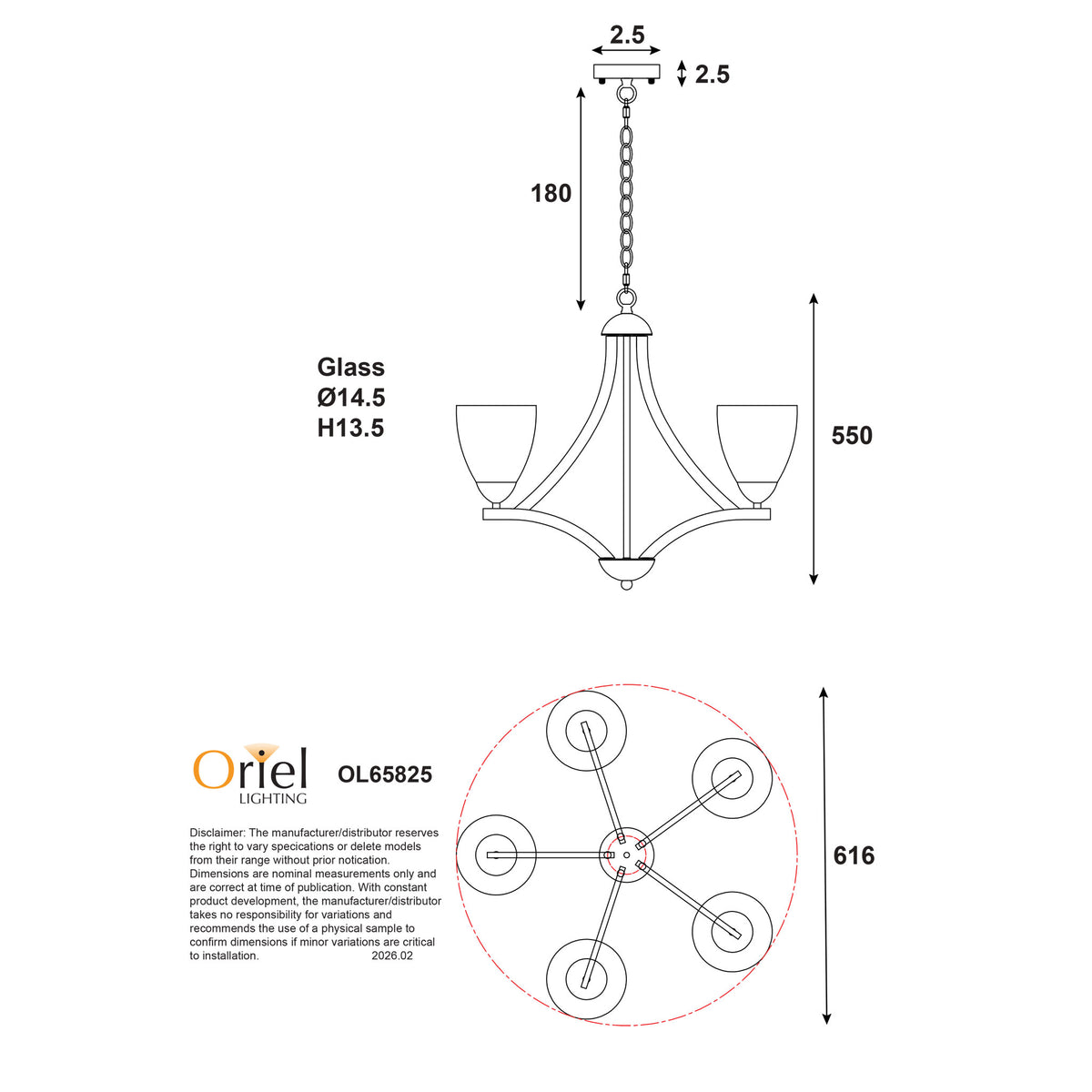 Oriel Lighting ROXBY Pendant - 5 Light, Black-Oriel Lighting-Ozlighting.com.au