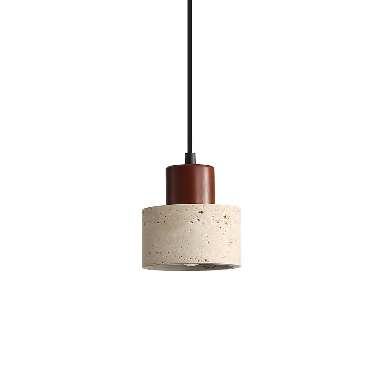 Oriel Lighting TIBUR.120 Pendant - Travertine and Wood-Oriel Lighting-Ozlighting.com.au