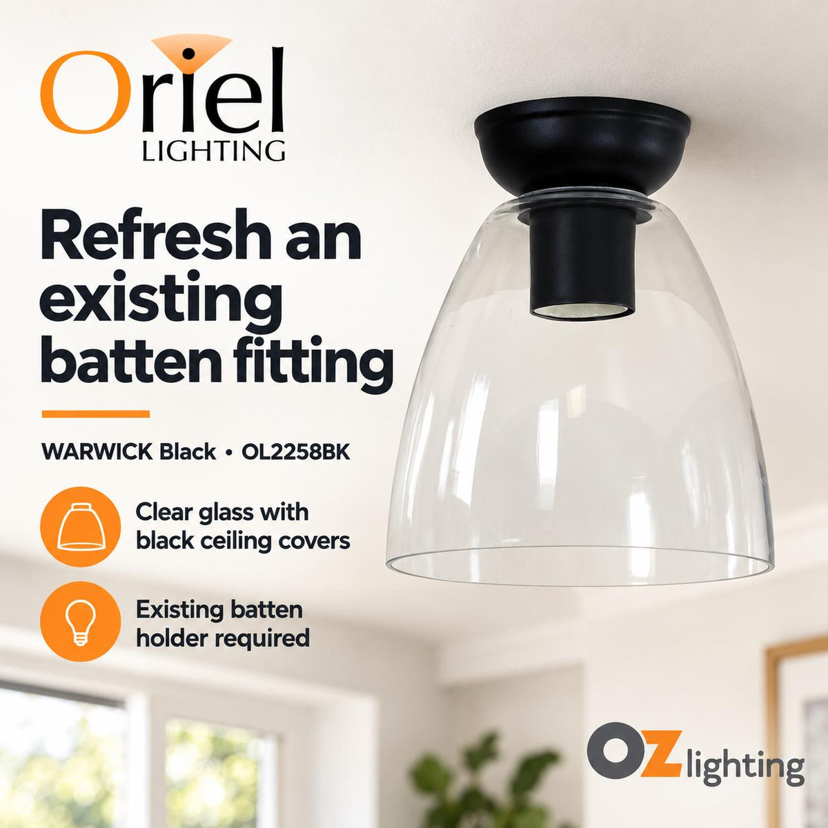 Oriel Lighting WARWICK DIY Ceiling Light - Black-Oriel Lighting-Ozlighting.com.au