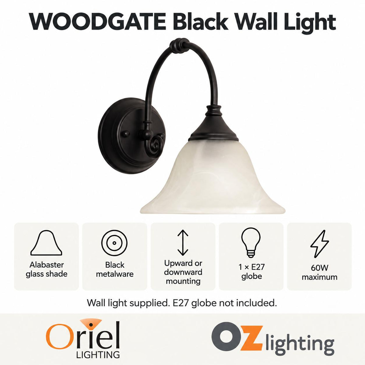 Oriel Lighting WOODGATE Wall Light-Oriel Lighting-Ozlighting.com.au