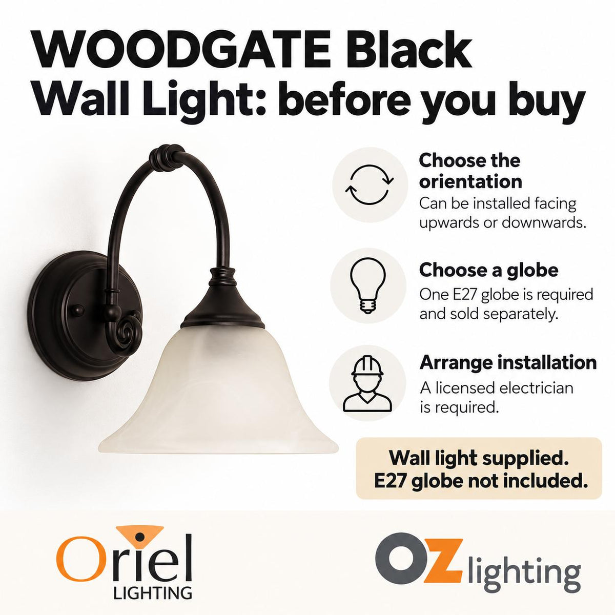 Oriel Lighting WOODGATE Wall Light-Oriel Lighting-Ozlighting.com.au