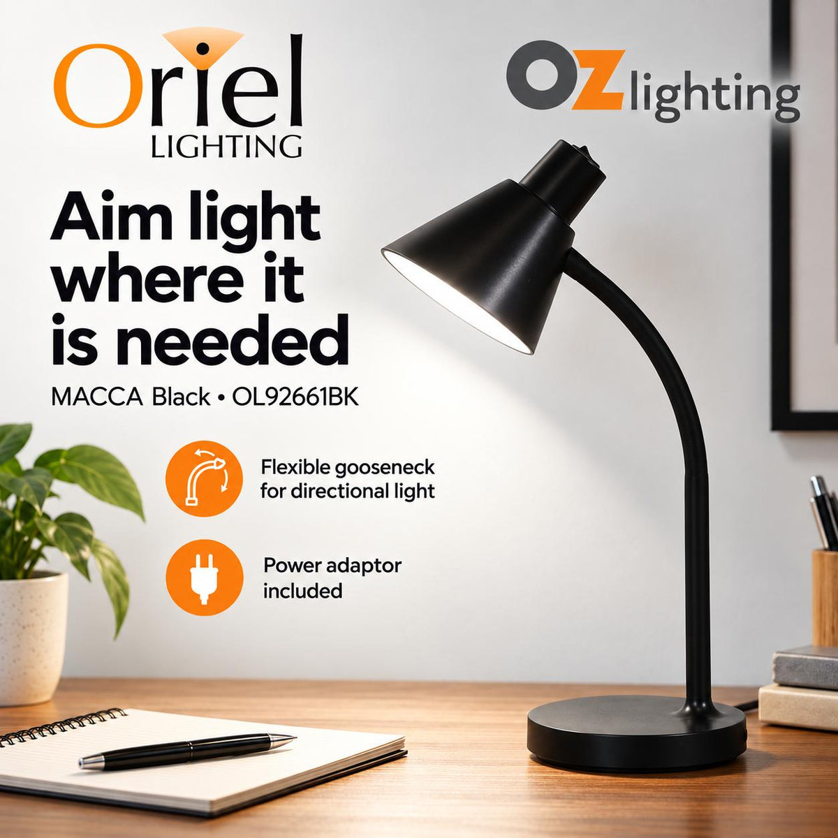 Oriel MACCA LED Desk Lamp - 4.5W-Oriel Lighting-Ozlighting.com.au