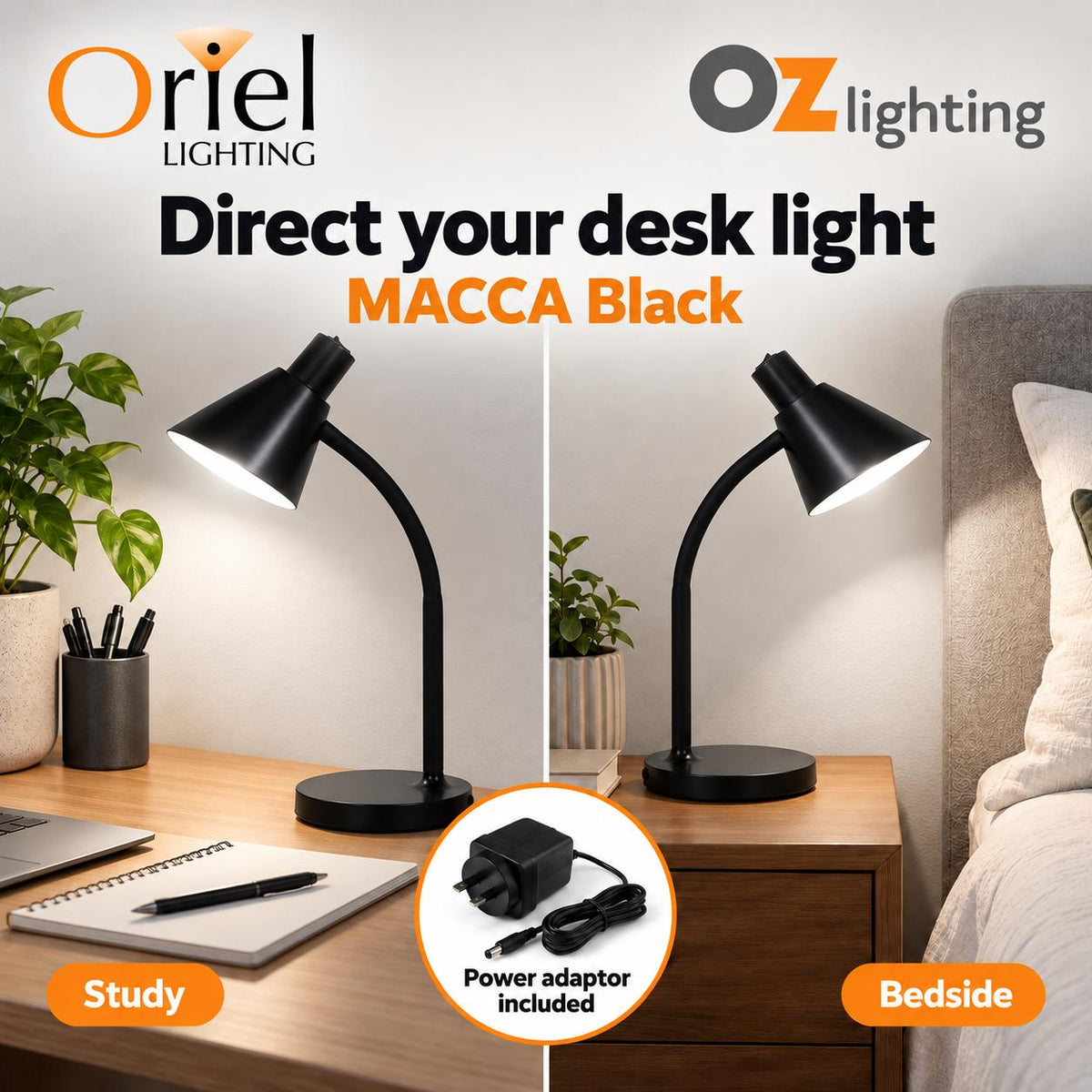 Oriel MACCA LED Desk Lamp - 4.5W-Oriel Lighting-Ozlighting.com.au
