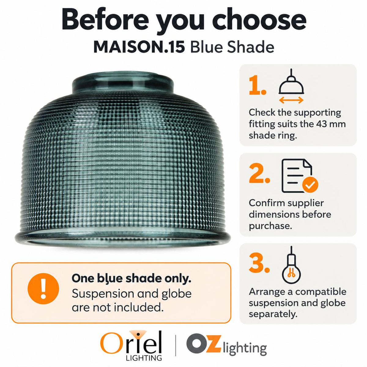 Oriel MAISON Shade Only - 150mm Retro Holophane Glass, SUSPENSION REQUIRED-Oriel Lighting-Ozlighting.com.au