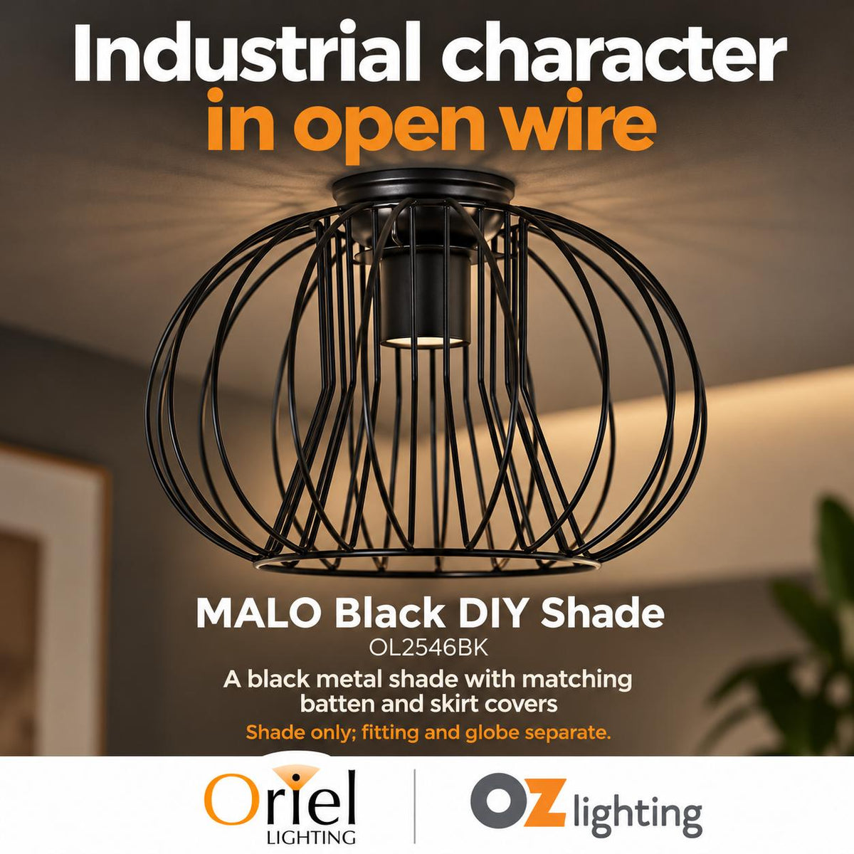 Oriel MALO DIY Shade Only - Industrial Style-Oriel Lighting-Ozlighting.com.au