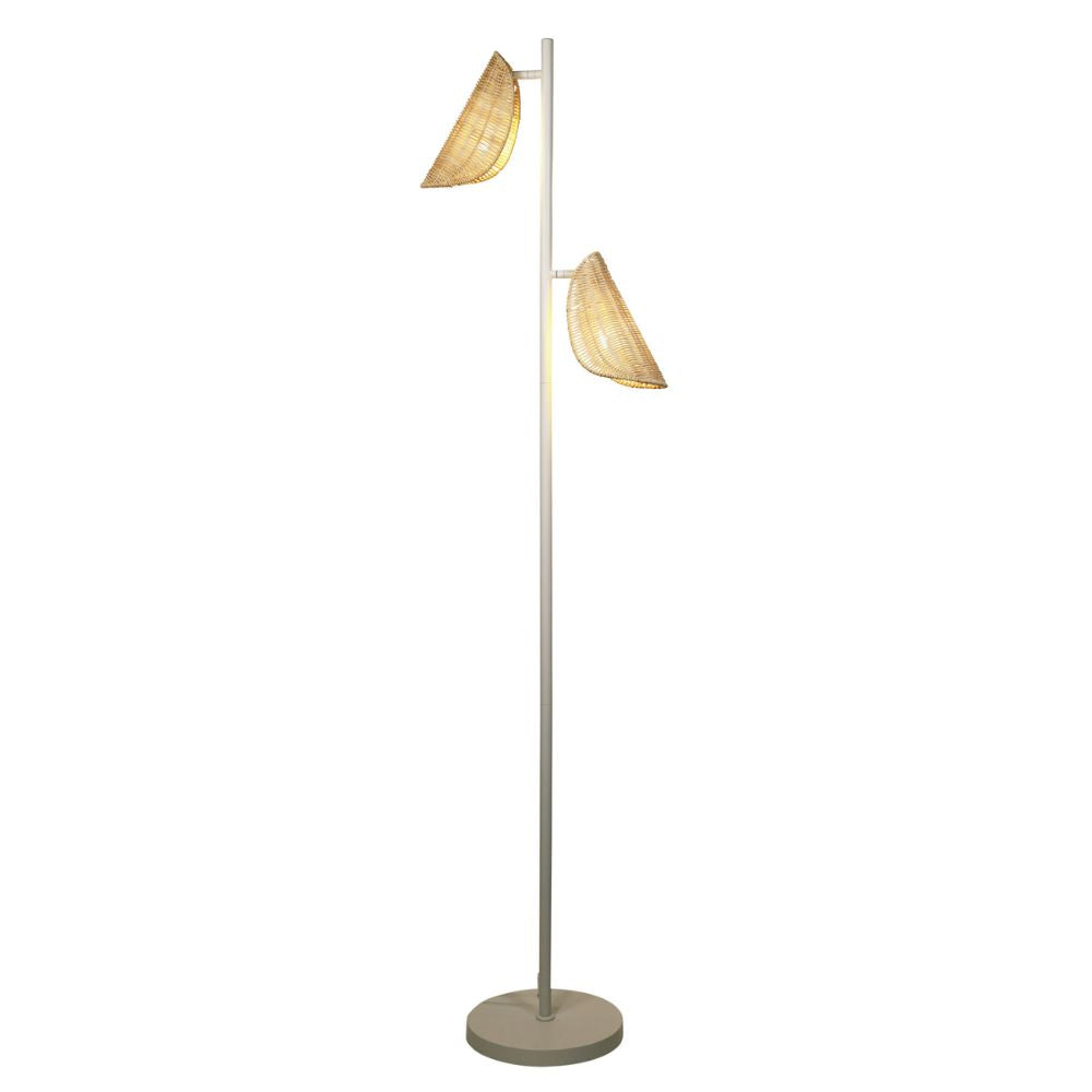 Oriel MALTA - Twin Rattan Floor Lamp-Oriel Lighting-Ozlighting.com.au