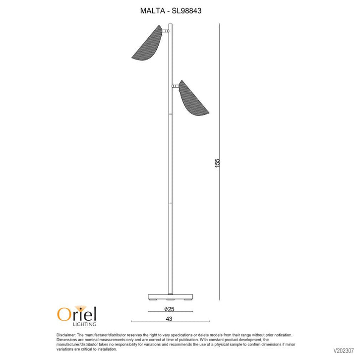 Oriel MALTA - Twin Rattan Floor Lamp-Oriel Lighting-Ozlighting.com.au