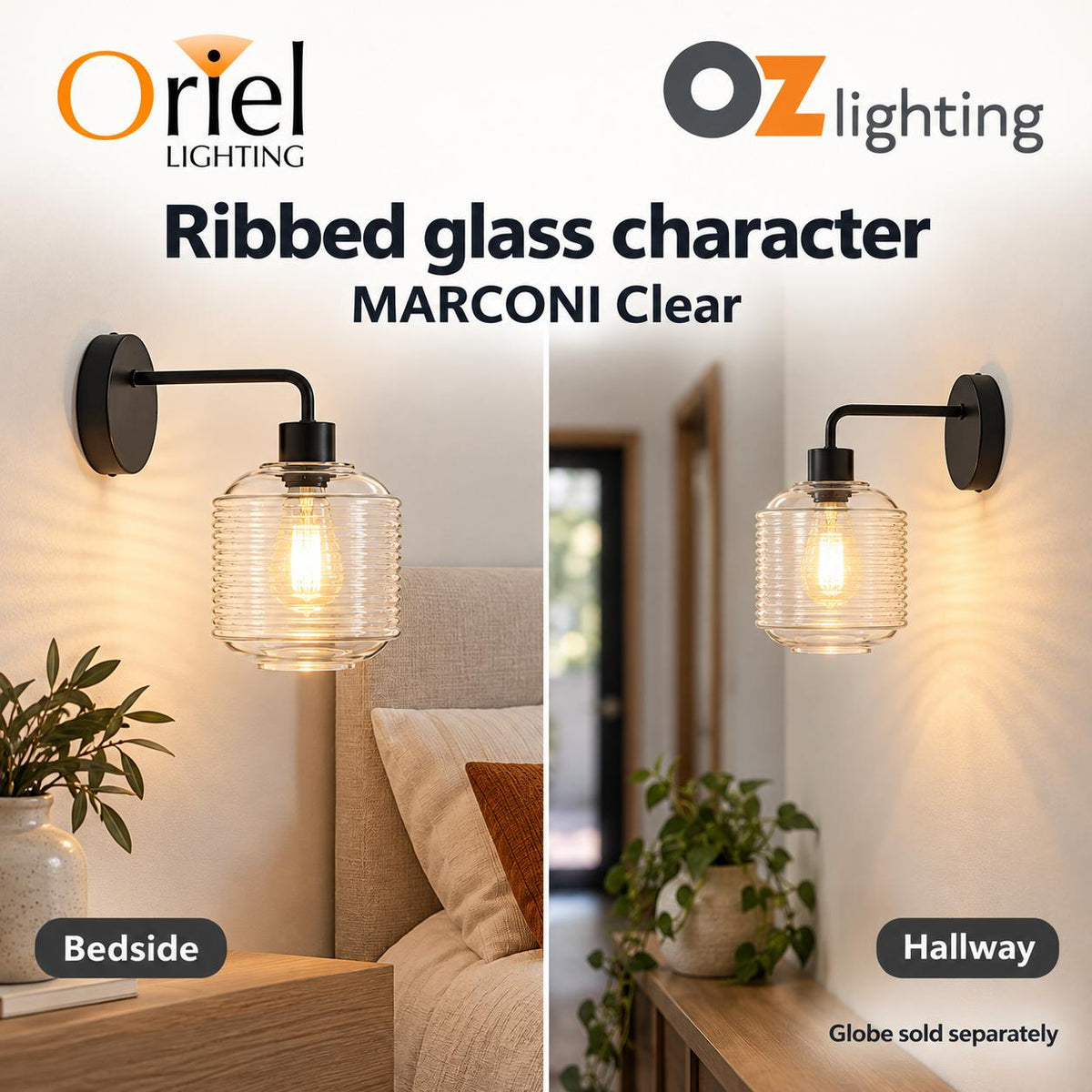 Oriel MARCONI Wall Light - Glass Sconce-Oriel Lighting-Ozlighting.com.au