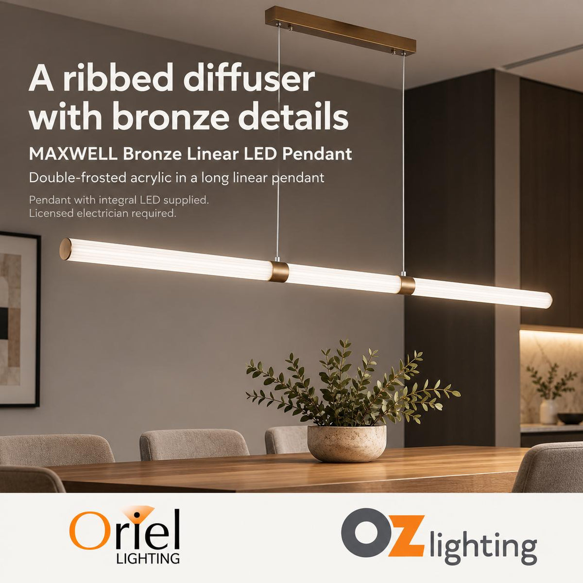 Oriel MAXWELL Pendant - 1 Light, Bronze-Oriel Lighting-Ozlighting.com.au
