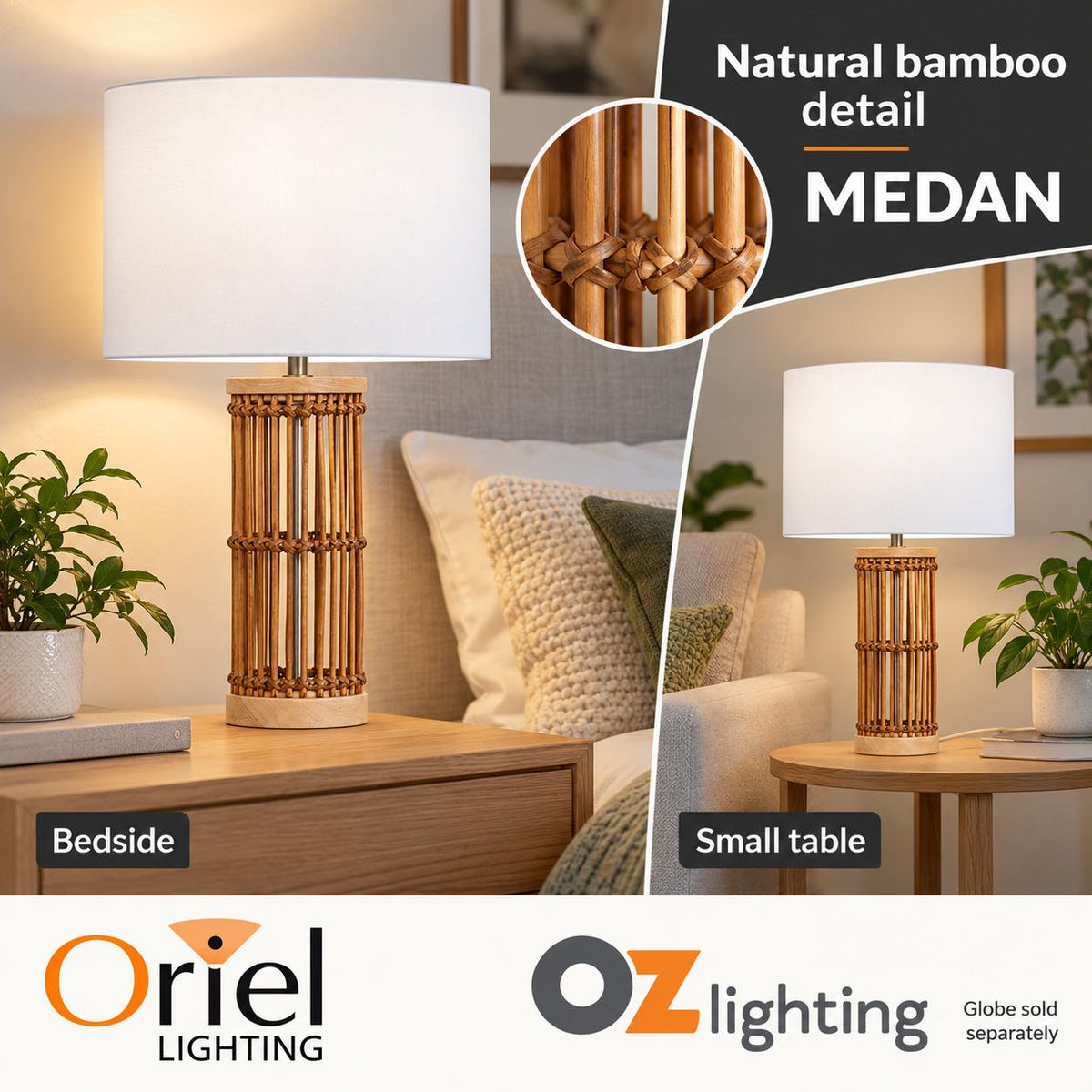 Oriel MEDAN Table Lamp - Natural Braided Bamboo-Oriel Lighting-Ozlighting.com.au