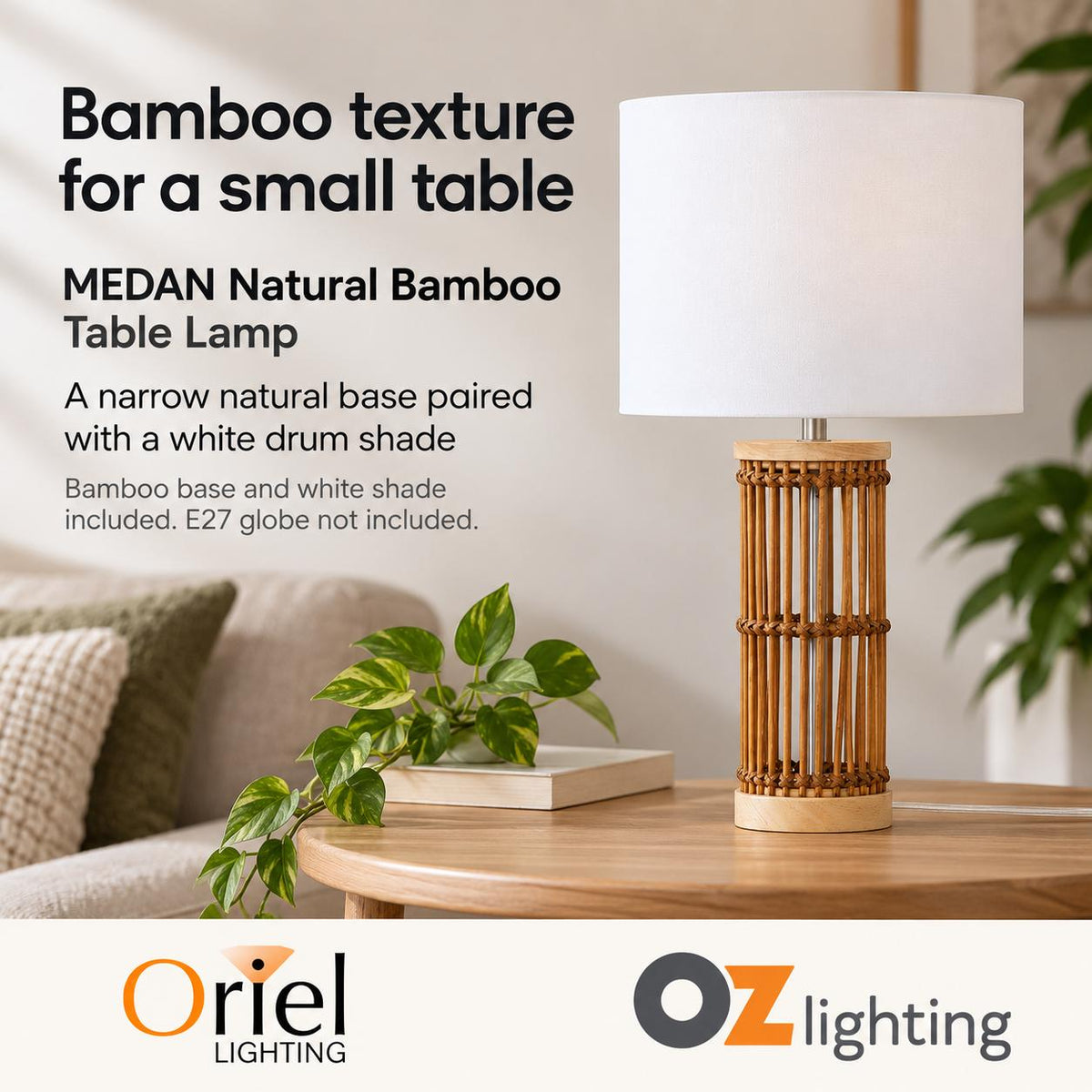 Oriel MEDAN Table Lamp - Natural Braided Bamboo-Oriel Lighting-Ozlighting.com.au