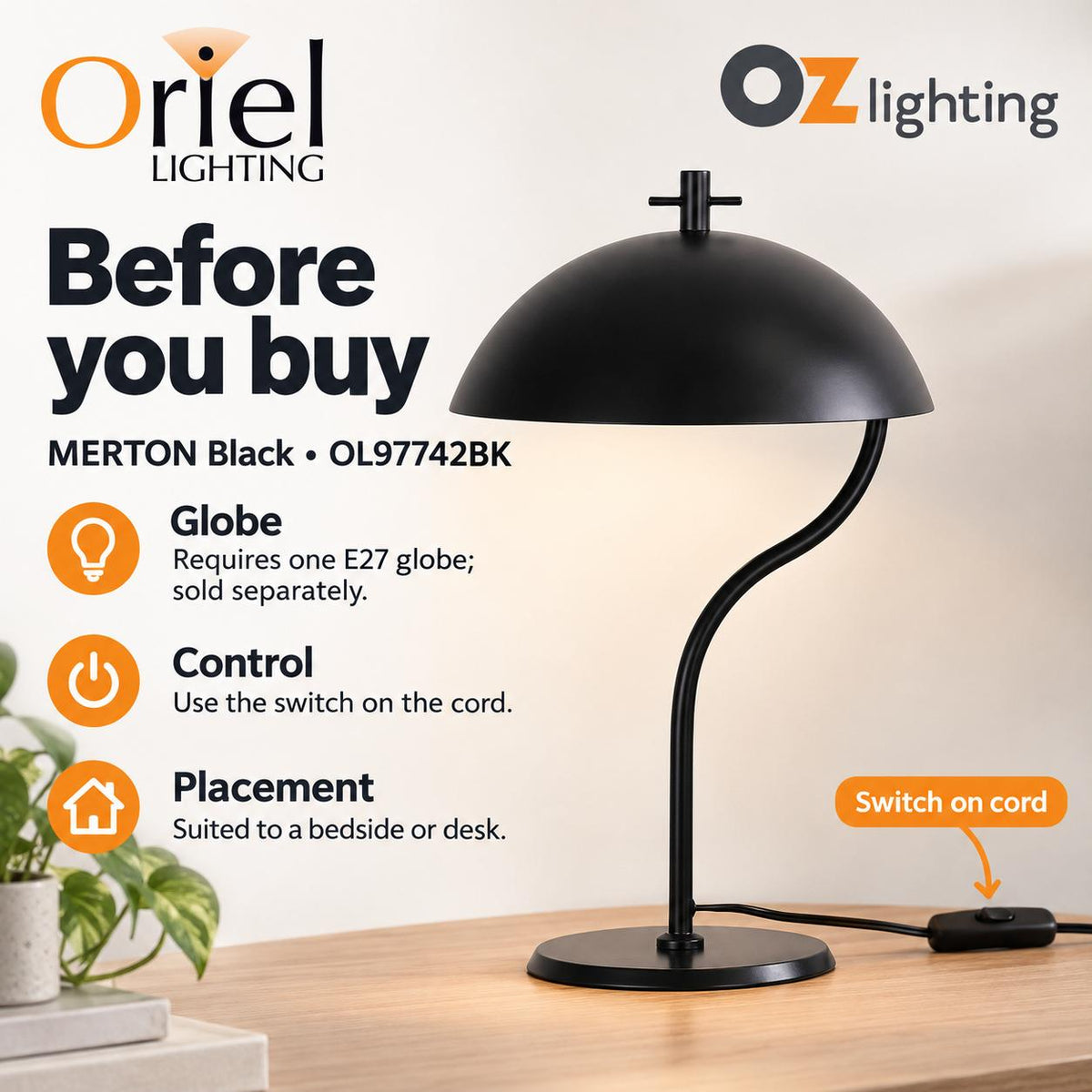 Oriel MERTON Table Lamp - Metal-Oriel Lighting-Ozlighting.com.au