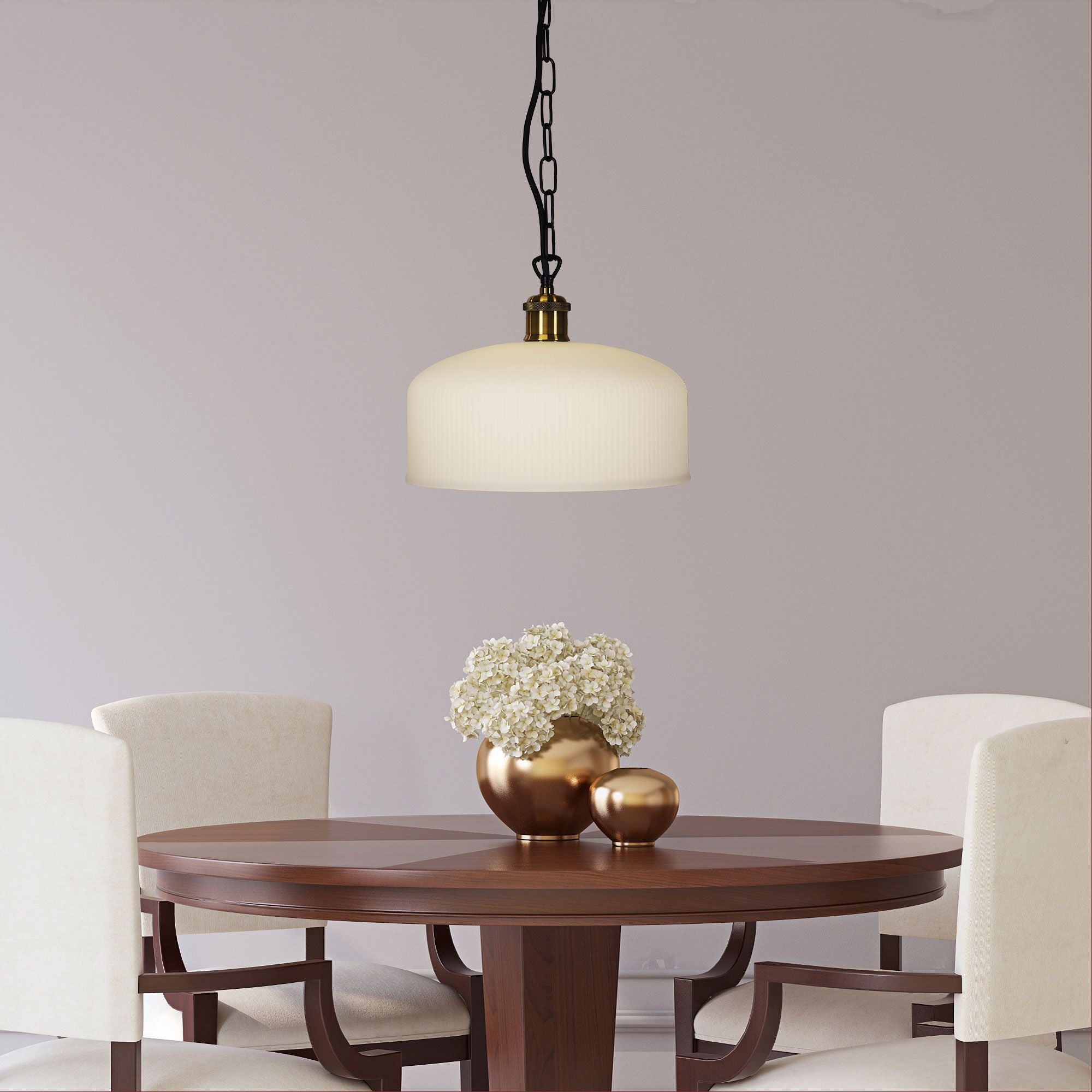 Oriel MINKA Pendant Light Ribbed Glass Antique Brass-Oriel Lighting-Ozlighting.com.au