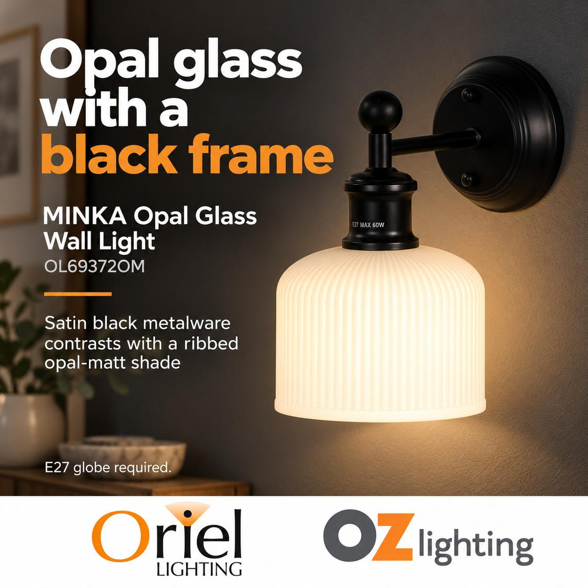 Oriel MINKA Wall Light - Max. 60W-Oriel Lighting-Ozlighting.com.au