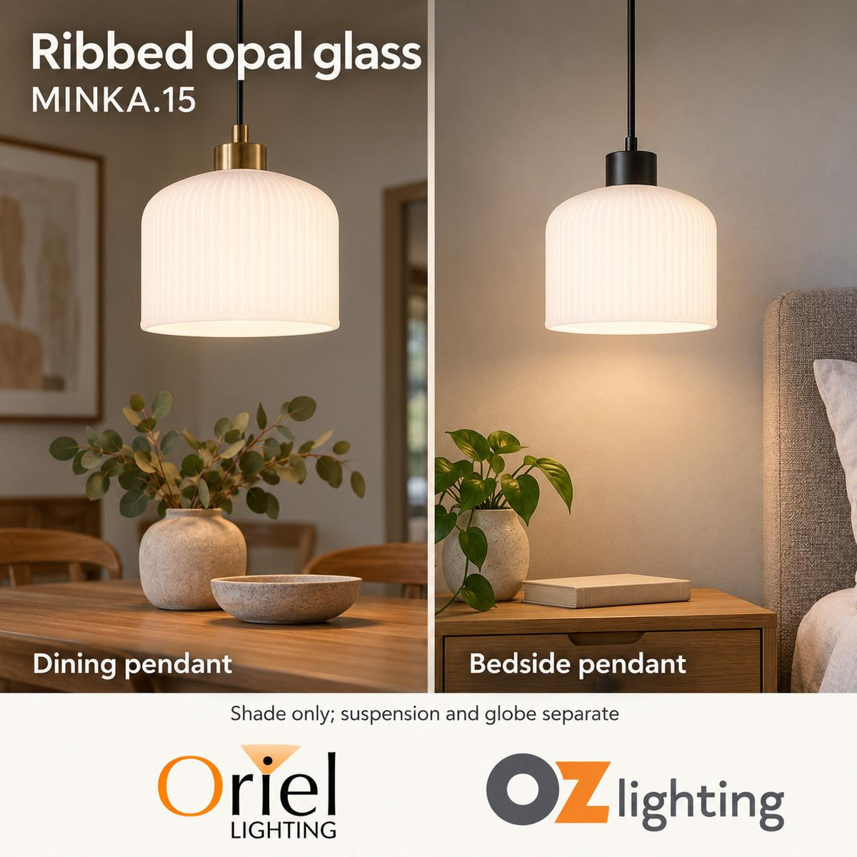 Oriel MINKA.15 Shade - Max. 60W, Opal Matt Glass-Oriel Lighting-Ozlighting.com.au