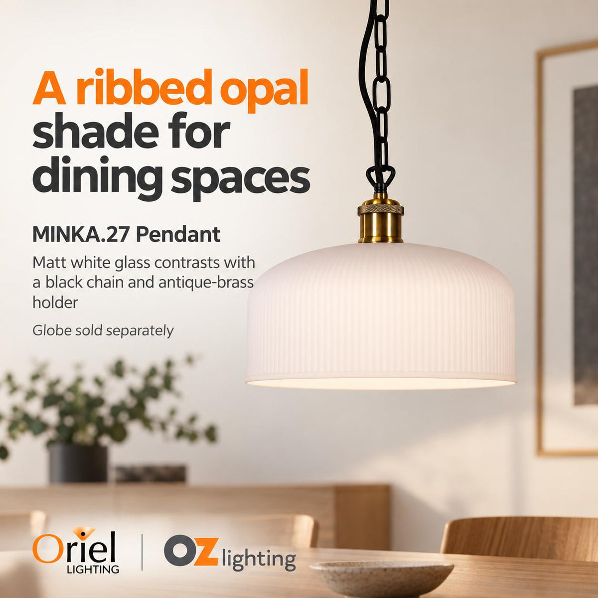 Oriel MINKA.27 Pendant - 1 Light-Oriel Lighting-Ozlighting.com.au
