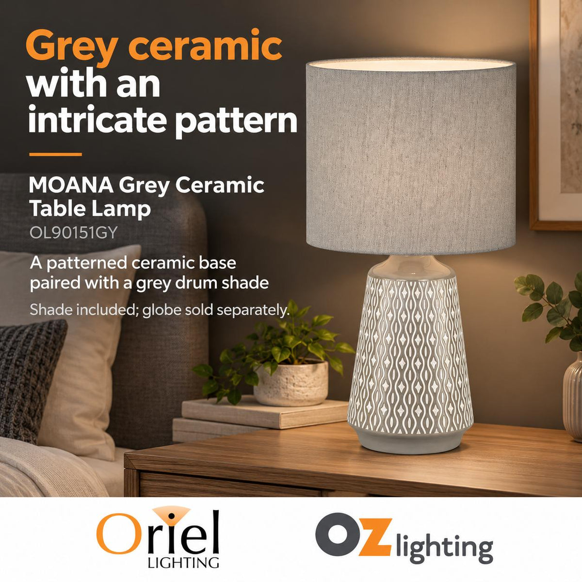Oriel MOANA-TL Table Lamp - Ceramic-Oriel Lighting-Ozlighting.com.au