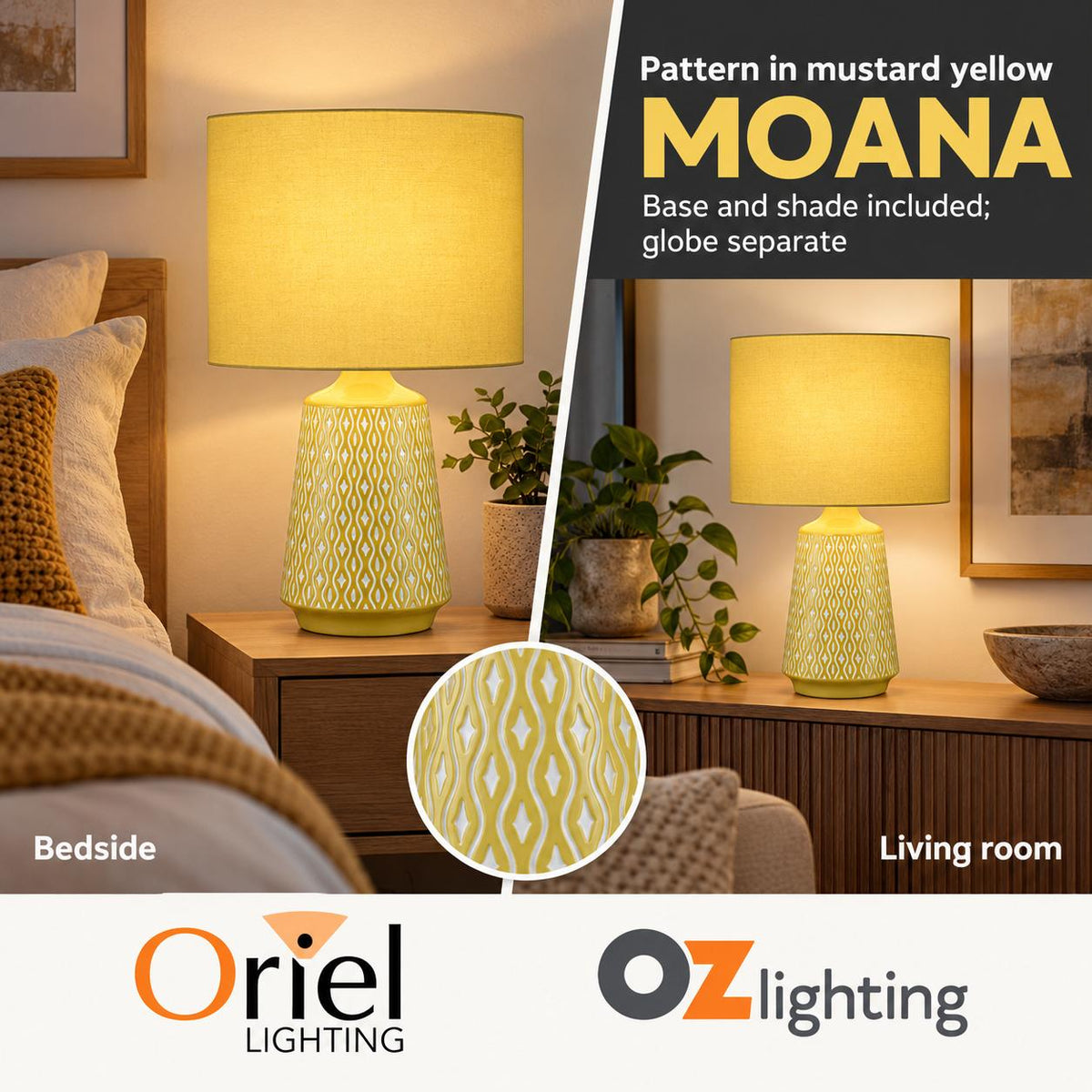 Oriel MOANA-TL Table Lamp - Ceramic, Yellow-Oriel Lighting-Ozlighting.com.au