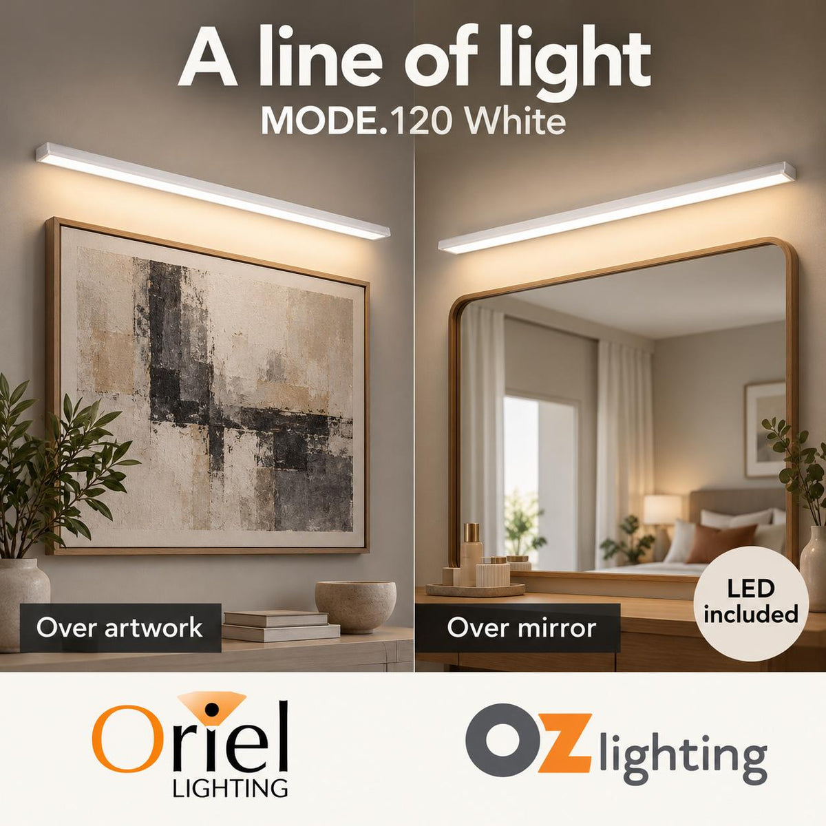 Oriel MODE LED Vanity Wall Light - Tri-Colour-Oriel Lighting-Ozlighting.com.au