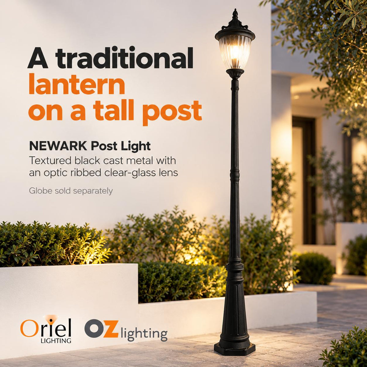 Oriel NEWARK Outdoor Post Light - 1 Light Traditional, IP44-Oriel Lighting-Ozlighting.com.au
