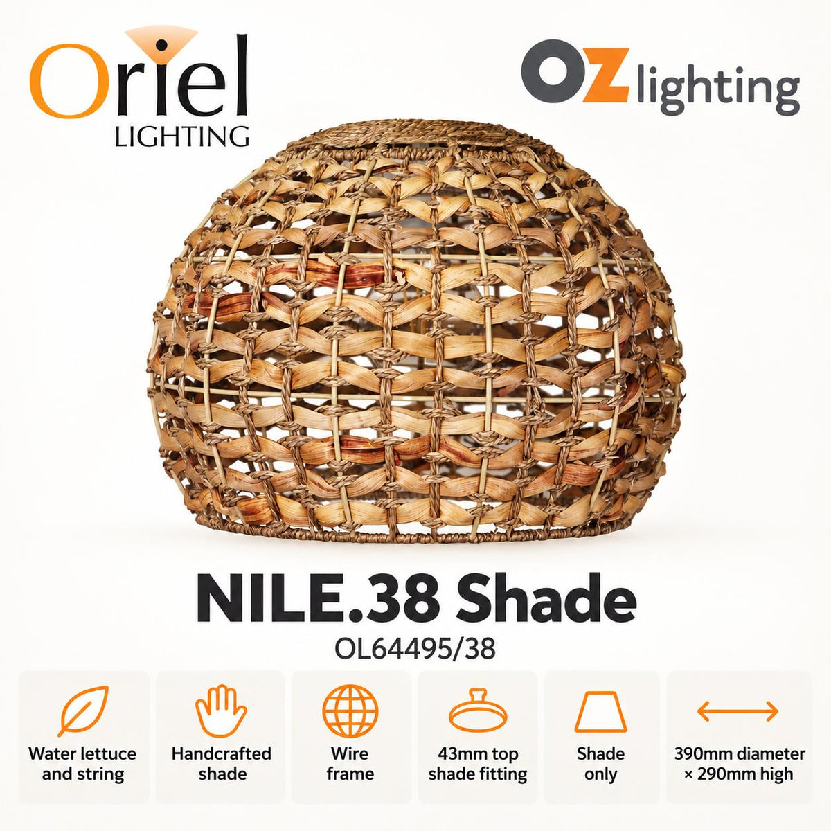 Oriel NILE Pendant Shade - Water Lettuce-Oriel Lighting-Ozlighting.com.au