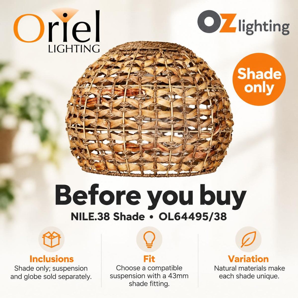 Oriel NILE Pendant Shade - Water Lettuce-Oriel Lighting-Ozlighting.com.au