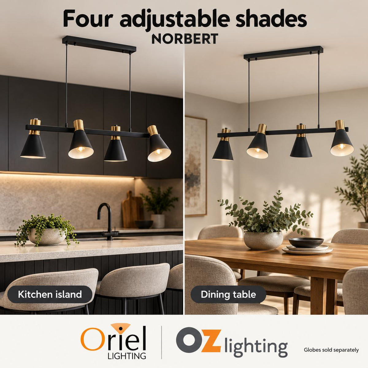 Oriel NORBERT Pendant - 4 Light-Oriel Lighting-Ozlighting.com.au
