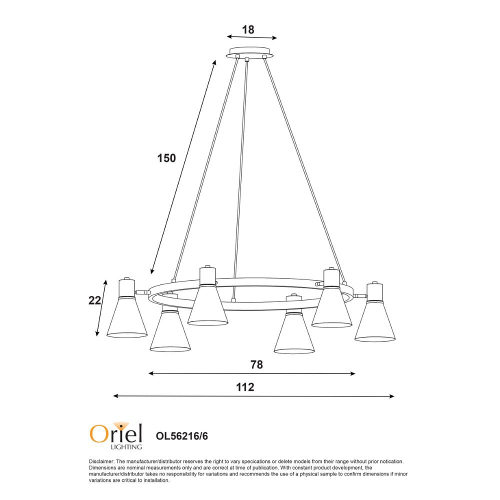 Oriel NORBERT Pendant - 6 Light-Oriel Lighting-Ozlighting.com.au