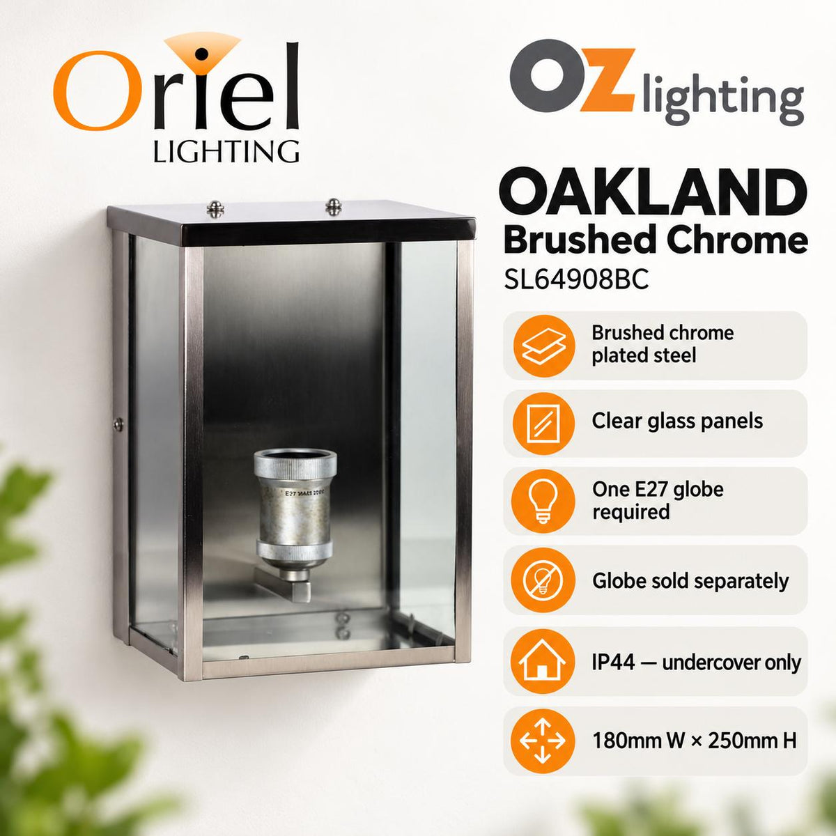 Oriel OAKLAND Outdoor Wall Light - Modern Flush, IP44-Oriel Lighting-Ozlighting.com.au