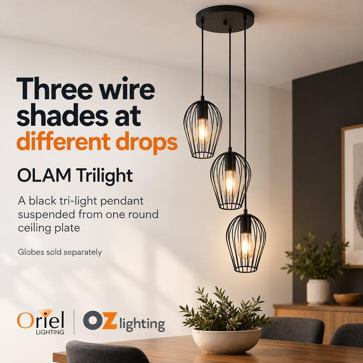 Oriel OLAM Pendant - 3 Light-Oriel Lighting-Ozlighting.com.au