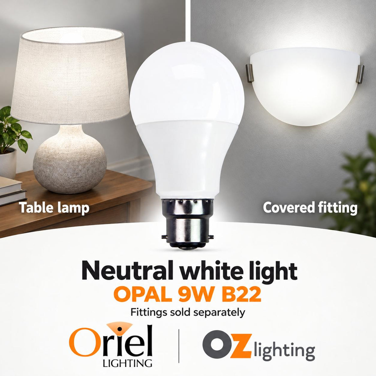 Oriel OPAL LED Globe - 9W, 4000K, B22, Opal-Oriel Lighting-Ozlighting.com.au