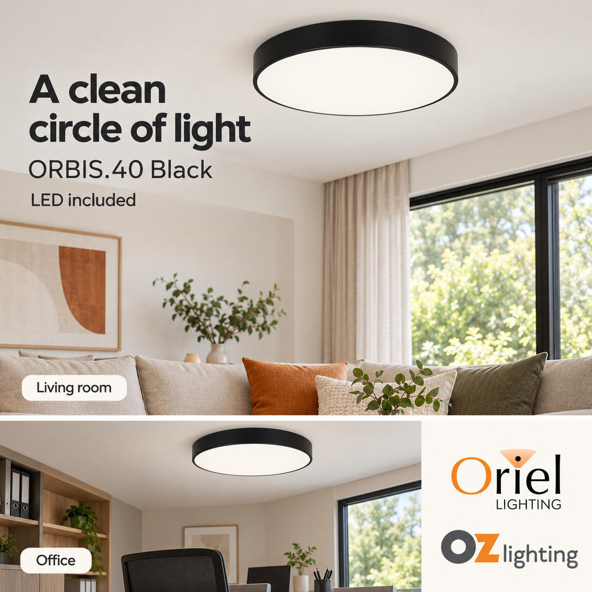 Oriel ORBIS.40 LED Ceiling Light - 24W-Oriel Lighting-Ozlighting.com.au
