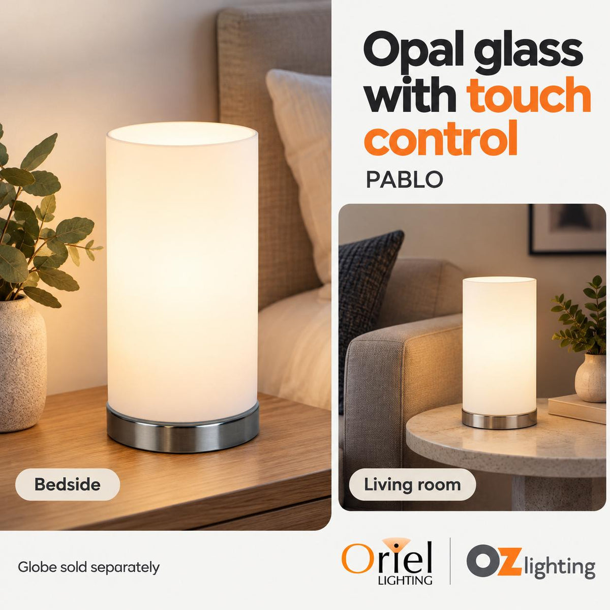 Oriel PABLO-TOUCH Touch Table Lamp-Oriel Lighting-Ozlighting.com.au