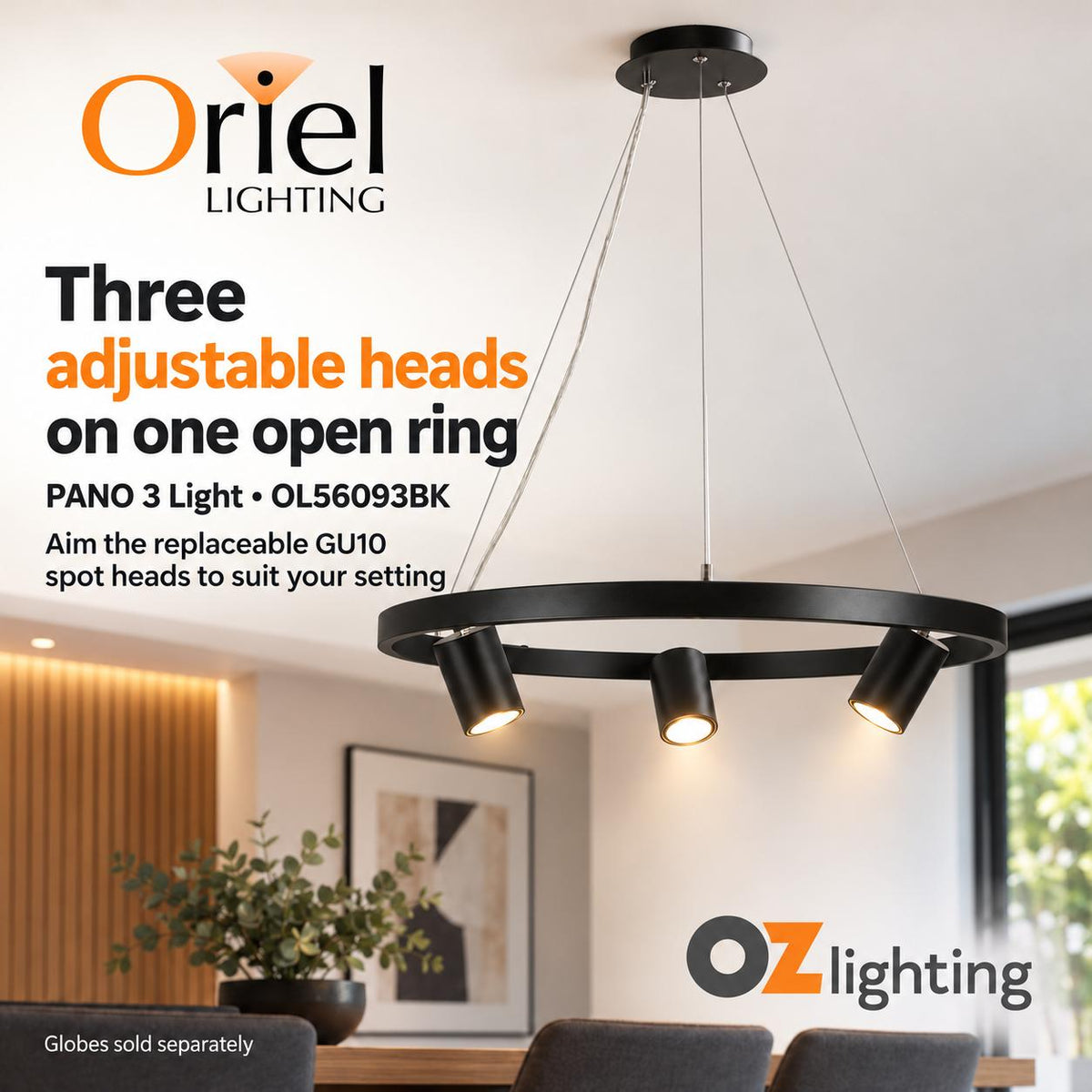 Oriel PANO Pendant - 3/6 Light Adjustable Spot-Oriel Lighting-Ozlighting.com.au