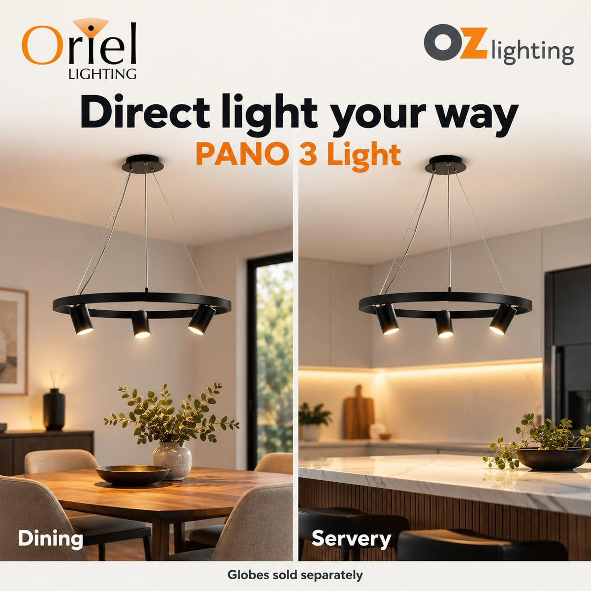 Oriel PANO Pendant - 3/6 Light Adjustable Spot-Oriel Lighting-Ozlighting.com.au