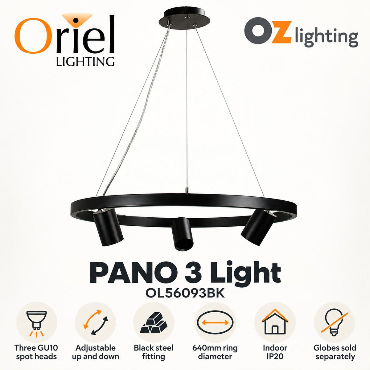 Oriel PANO Pendant - 3/6 Light Adjustable Spot-Oriel Lighting-Ozlighting.com.au