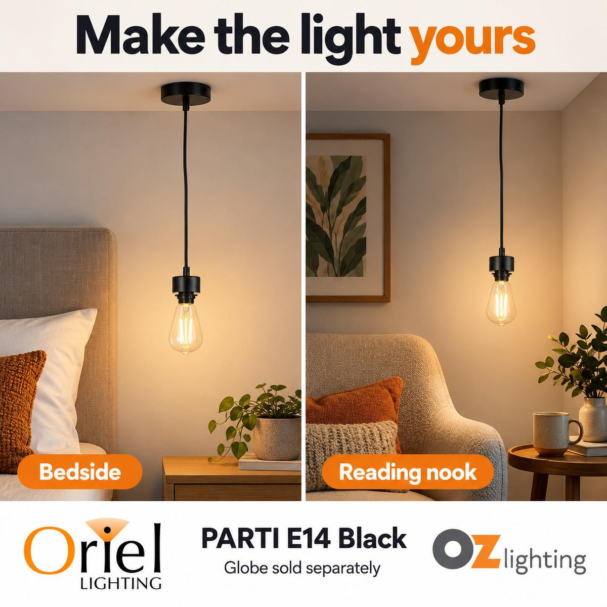 Oriel PARTI CORD Suspension Kit - Black-Oriel Lighting-Ozlighting.com.au