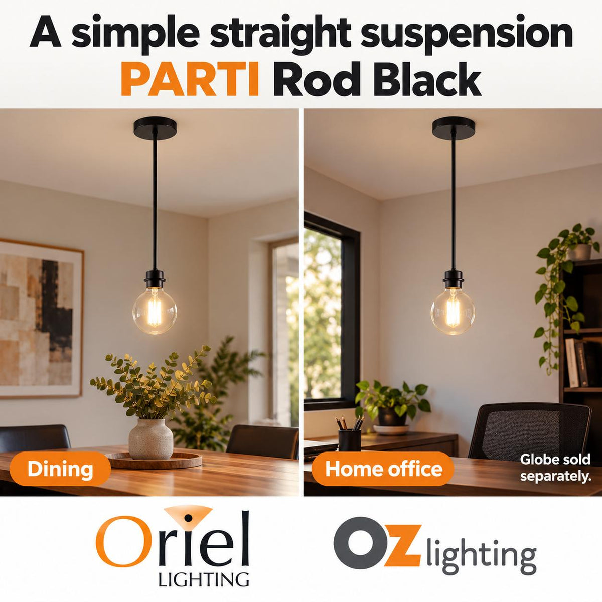 Oriel PARTI Rod Suspension - Single-Oriel Lighting-Ozlighting.com.au