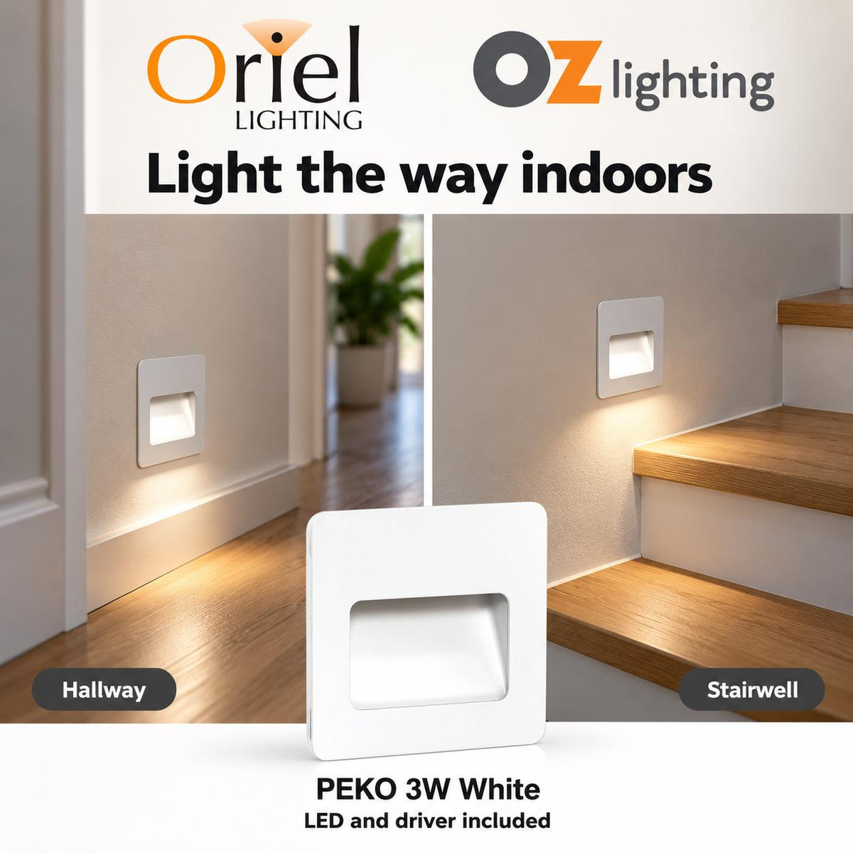Oriel PEKO Recessed Wall Light - Tri-Colour-Oriel Lighting-Ozlighting.com.au