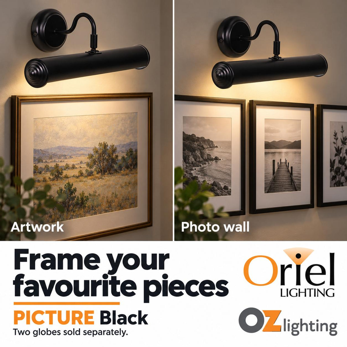 Oriel PICTURE Picture Light - 2 Light Traditional-Oriel Lighting-Ozlighting.com.au