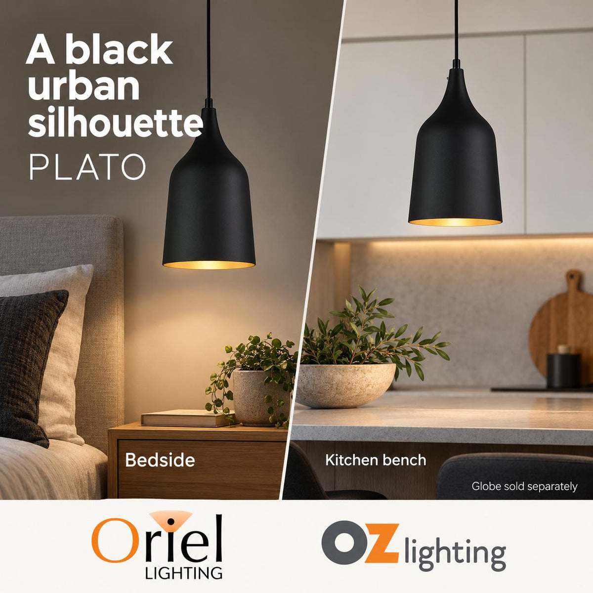 Oriel PLATO Pendant - 1 Light Contemporary Urban-Oriel Lighting-Ozlighting.com.au