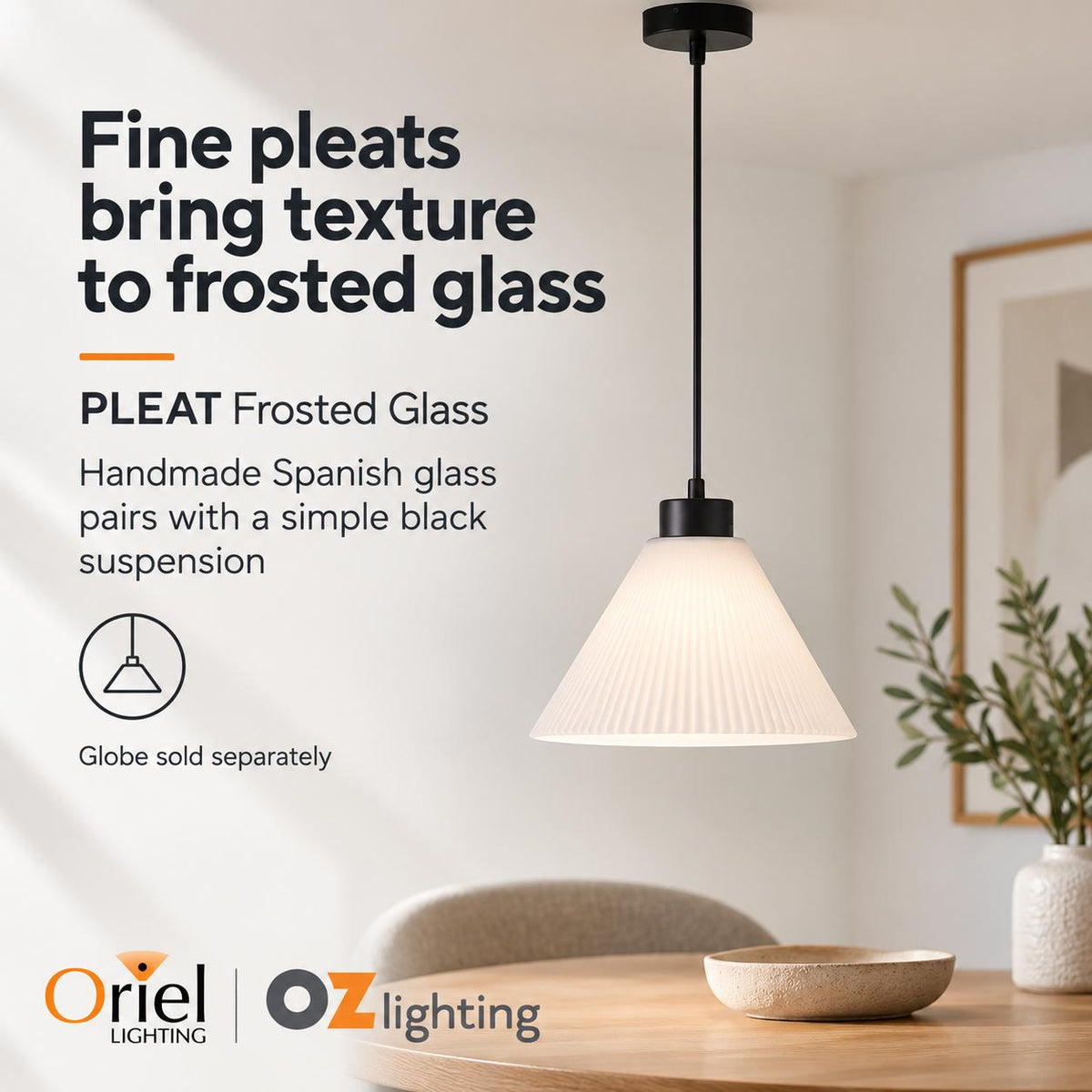 Oriel PLEAT Pendant - 1 Light-Oriel Lighting-Ozlighting.com.au