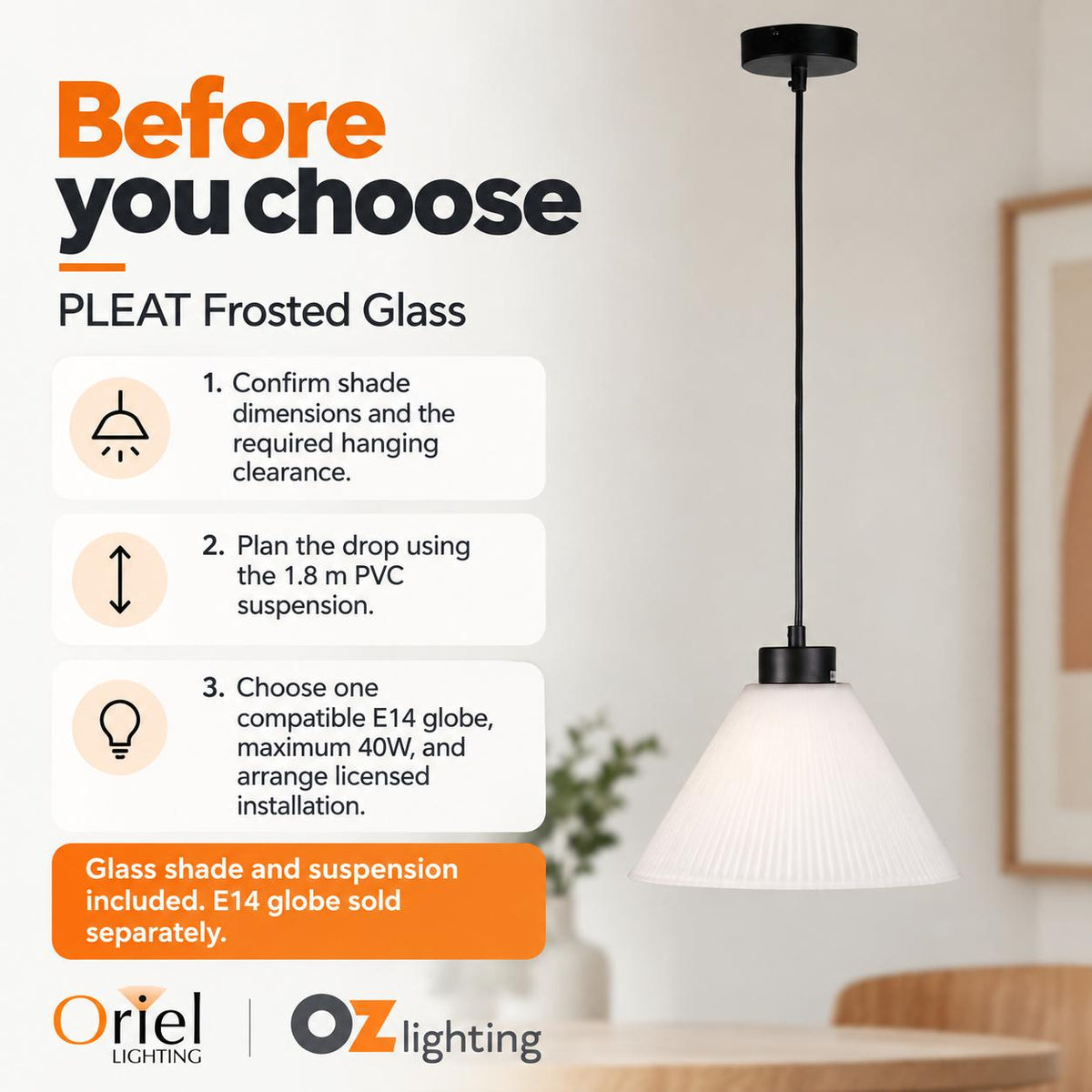 Oriel PLEAT Pendant - 1 Light-Oriel Lighting-Ozlighting.com.au