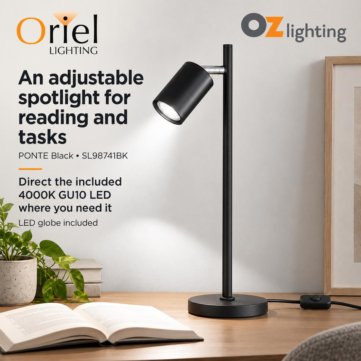 Oriel PONTE Adjustable Task Table Lamp-Oriel Lighting-Ozlighting.com.au