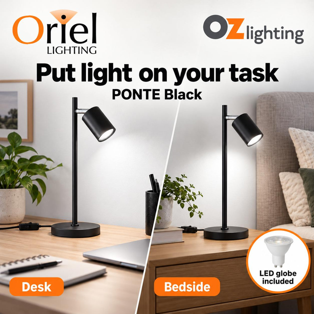 Oriel PONTE Adjustable Task Table Lamp-Oriel Lighting-Ozlighting.com.au