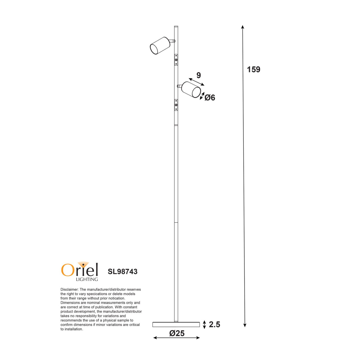 Oriel PONTE Floor Lamp Adjustable Twin-Oriel Lighting-Ozlighting.com.au